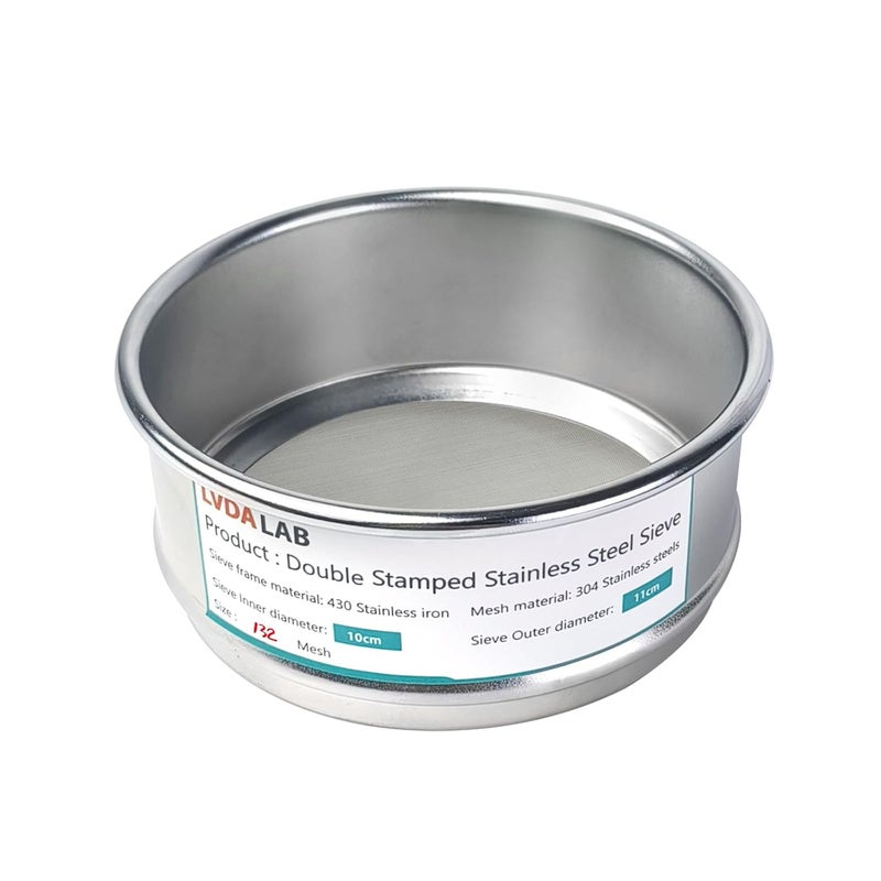 LVDALAB 304 Stainless Steel Mesh Lab Sieve, 132 Mesh (0.111mm) Aperture Test Sieve, 4inch(10cm) Economy Standard Analysis Sample Test Sieves for Industrial Laboratory Homes - Image 1